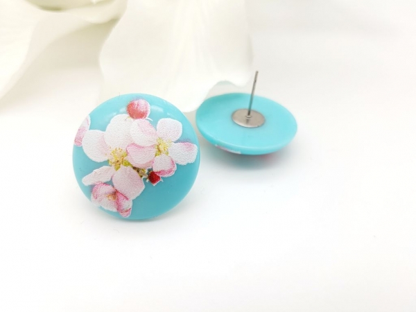 Große türkis Ohrstecker Kirschblüte